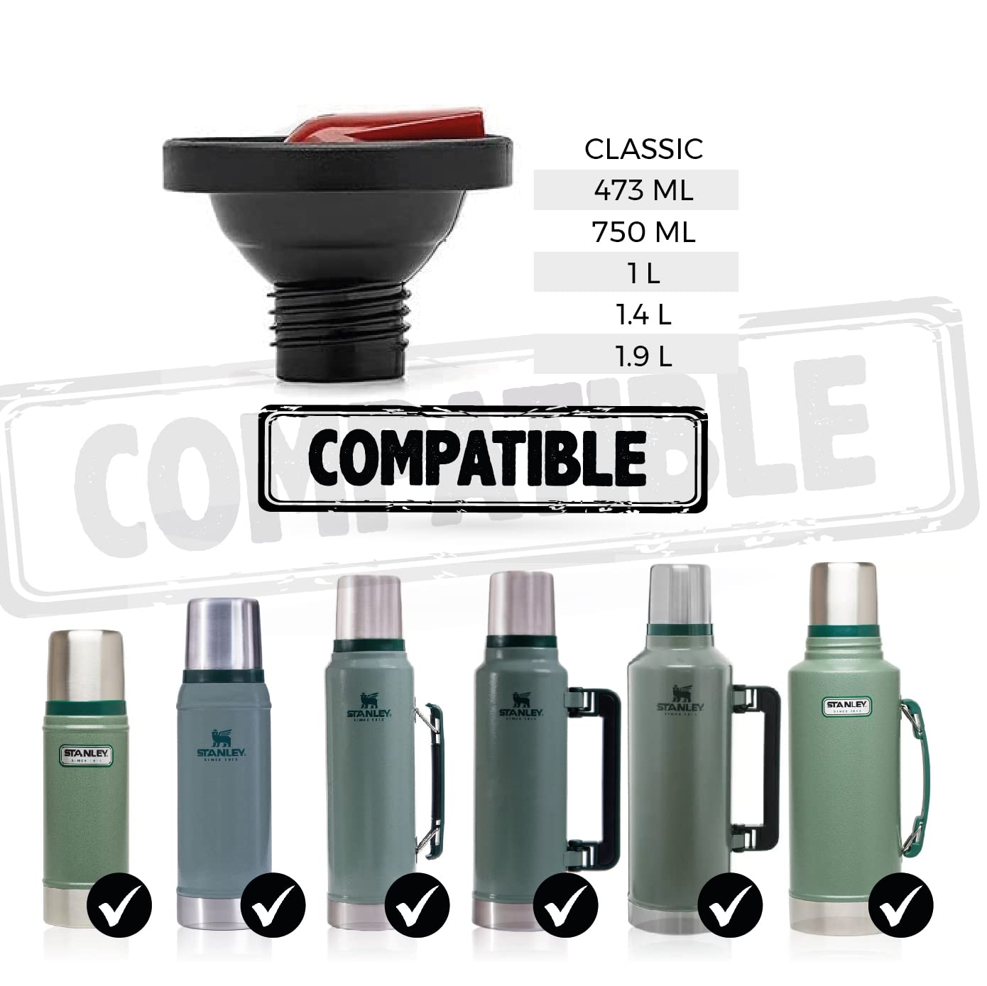 Tapon para termos Stanley con Pico cebador (negro/rojo) Lid-Er