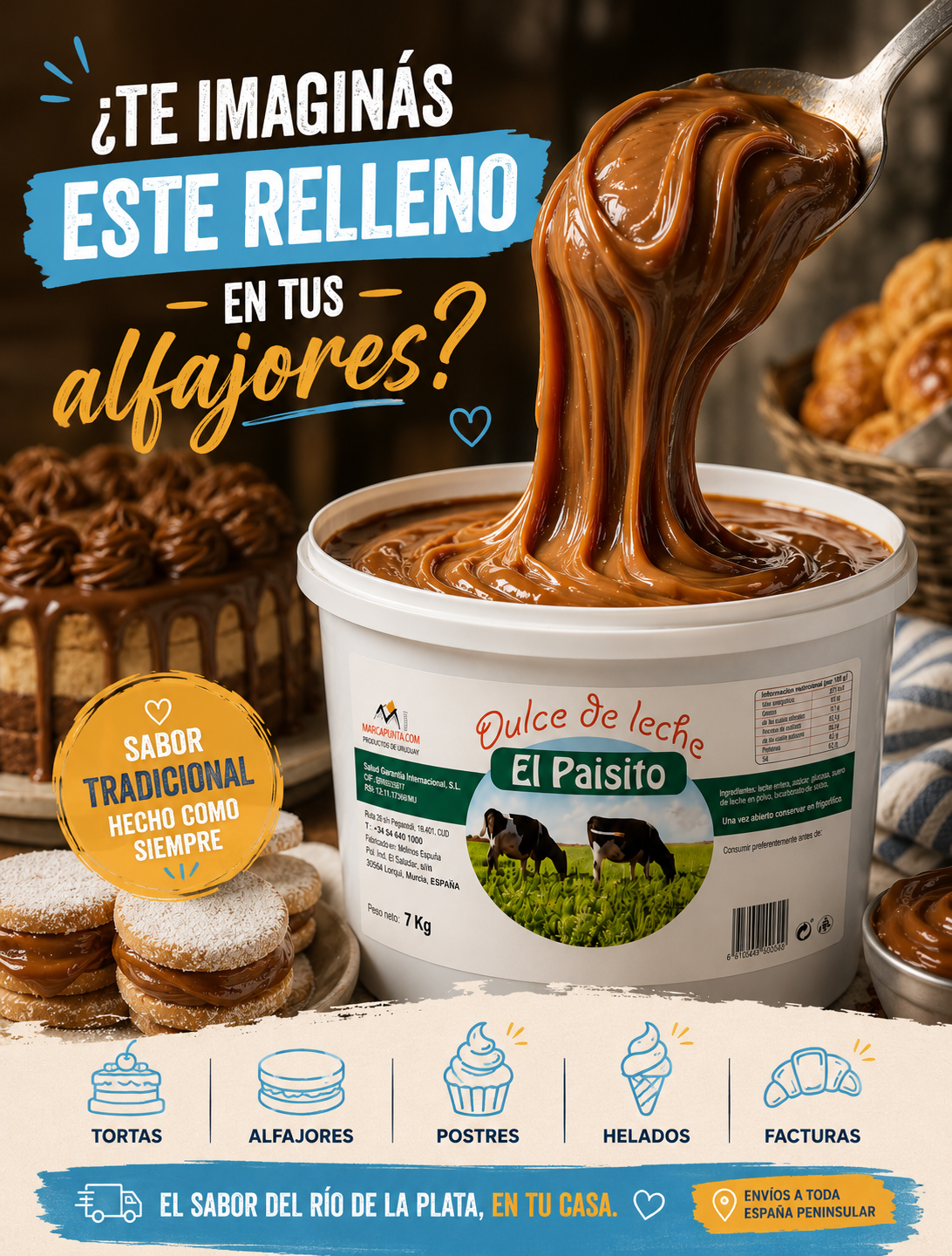 Dulce de Leche El Paisito FAMILIAR - 7 kg.
