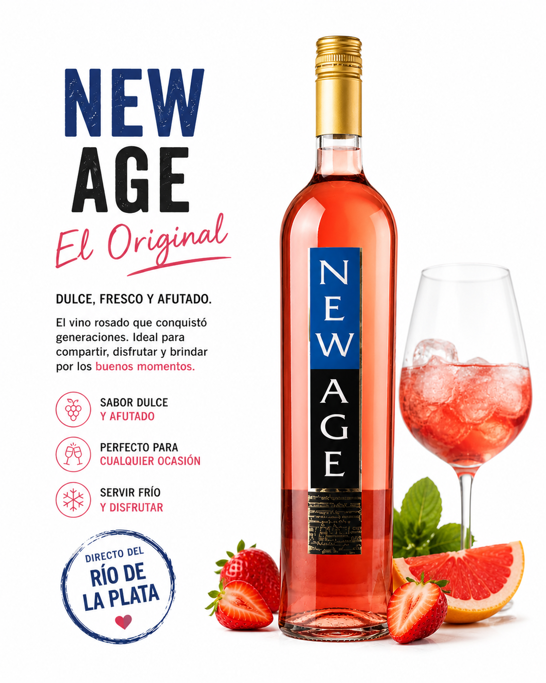 Vino blanco frizzante Rosado New Age - 750 ML