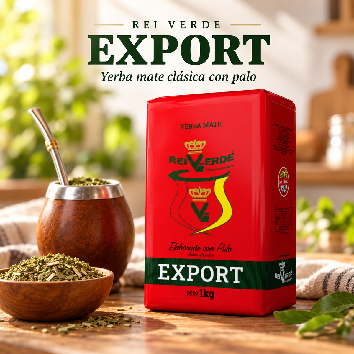 Yerba mate Rei Verde (con palo) - 1kg