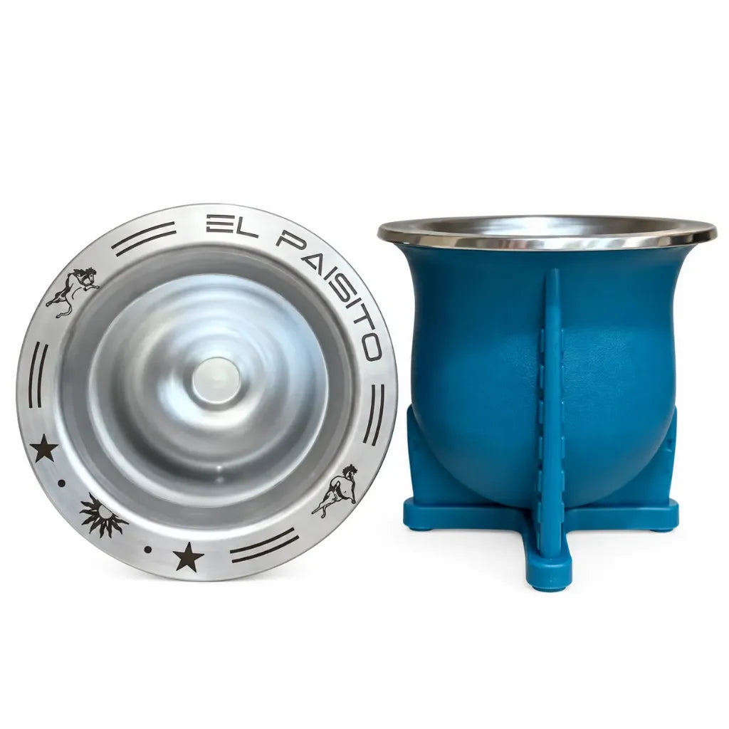 Camionero acero inoxidable TANGO/GAUCHO 280ml AZUL CARIBE (verde) El Paisito - Mate