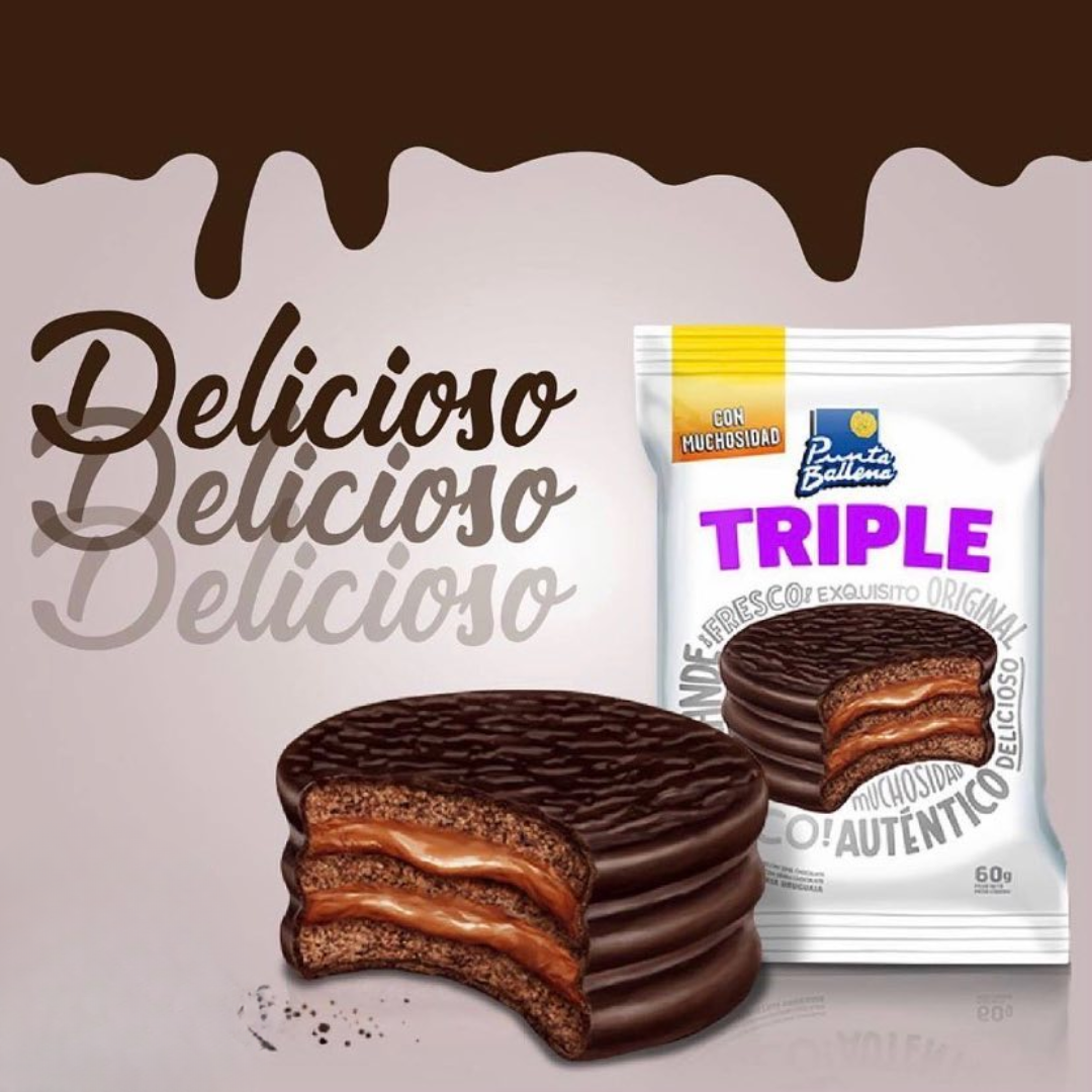 Alfajor Triple chocolate Punta Ballena (Caja de 12 unidades)