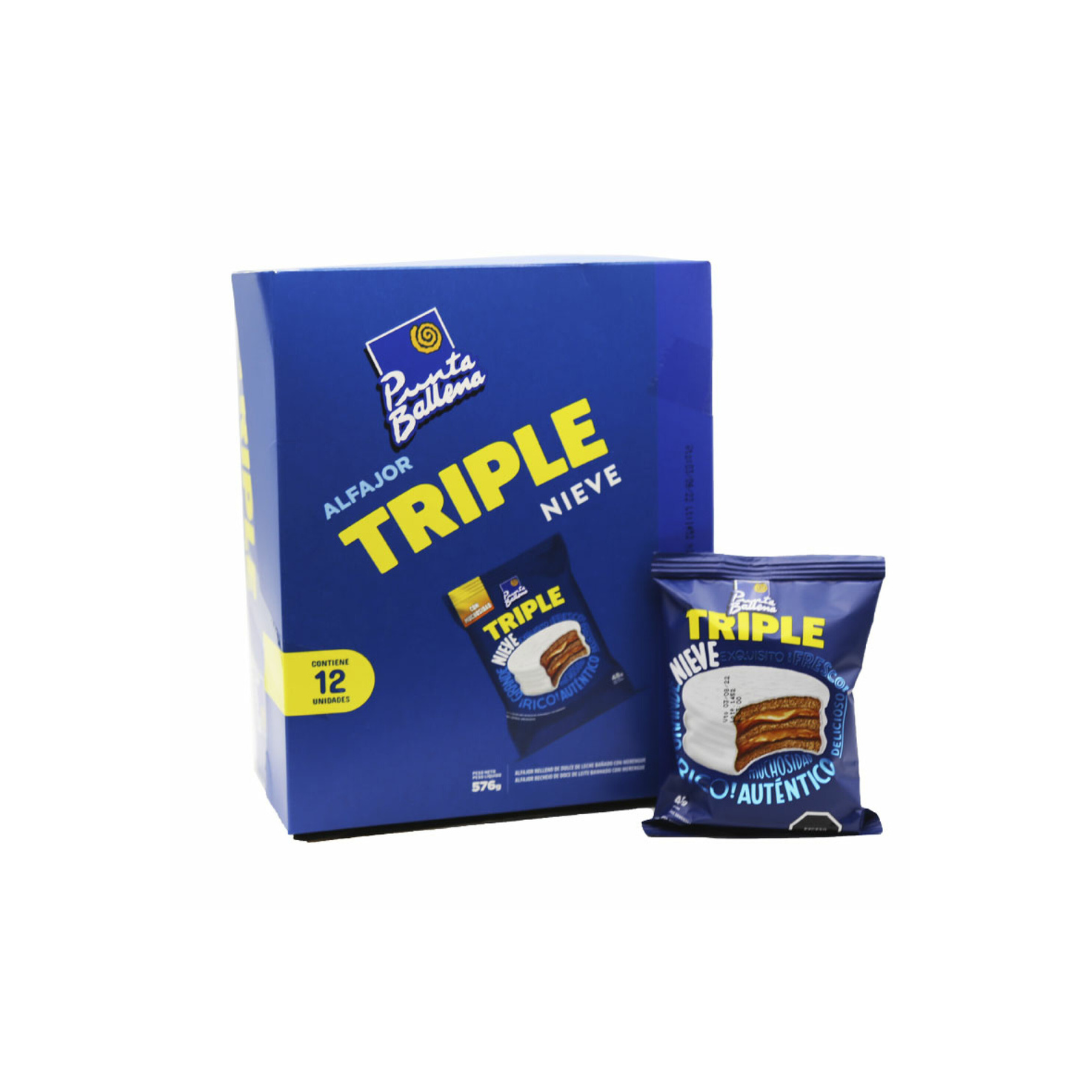 Alfajor triple Nieve Punta Ballena (Caja 12 unidades)