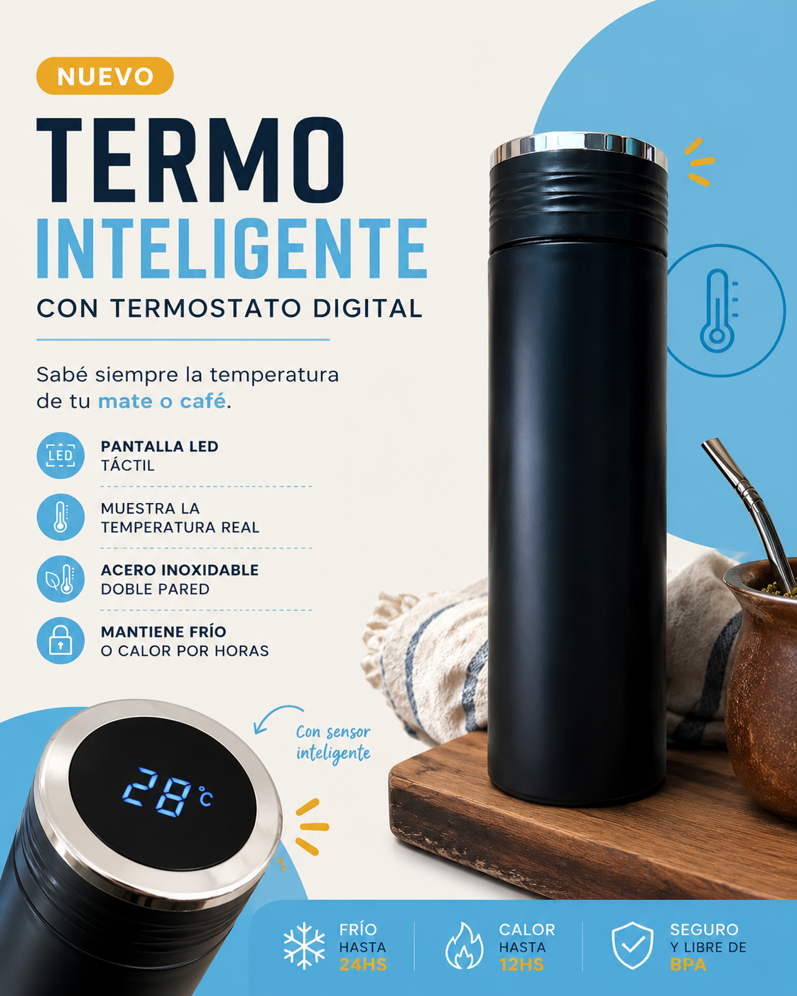 Termo Acero inoxidable con Termostato EL PAISITO - 500ml