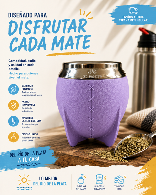 Mate Torpedo El Paisito acero inoxidable (Lila)