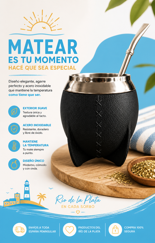 Mate Torpedo El Paisito acero inoxidable (Negro)