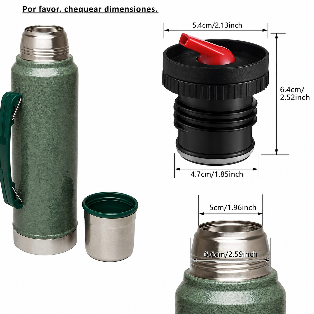 Tapon para termos Stanley Classic con Pico cebador (negro/rojo) Lid-Er