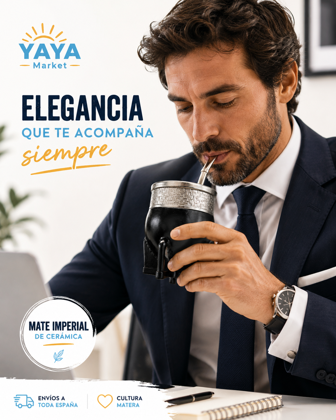 Mate imperial de Cerámica (100% cuero natural)