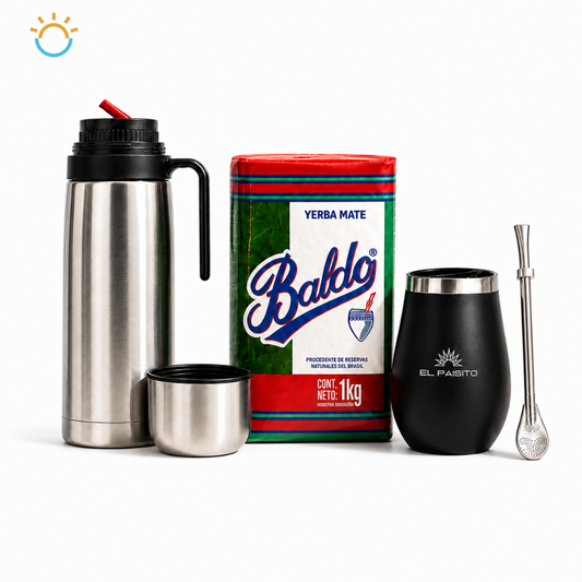 Kit Matero Completo Baldo – Termo 1,2L + Mate + Bombilla + Yerba 1 kg