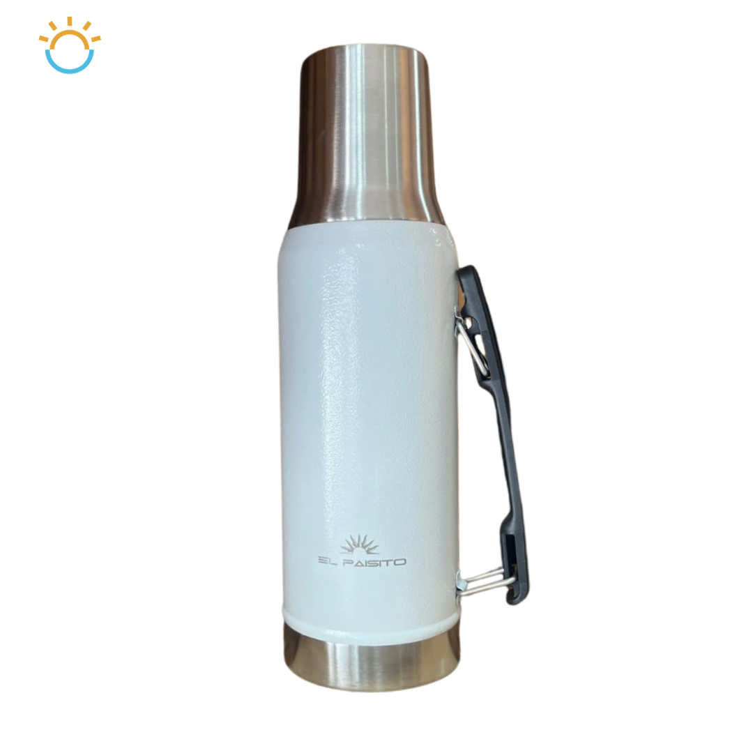TERMO 1,2L, EL PAISITO ACERO INOXIDABLE BLANCO Y PLATEADO