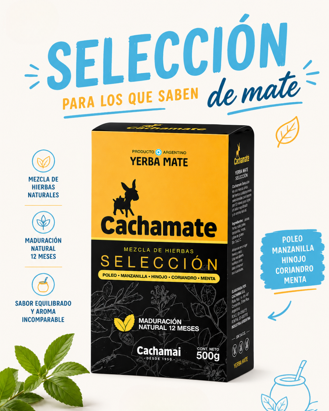 Yerba Mate CACHAMATE Serranas Selección - 500G