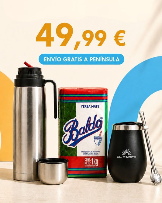 Kit Matero Completo Baldo – Termo 1,2L + Mate + Bombilla + Yerba 1 kg
