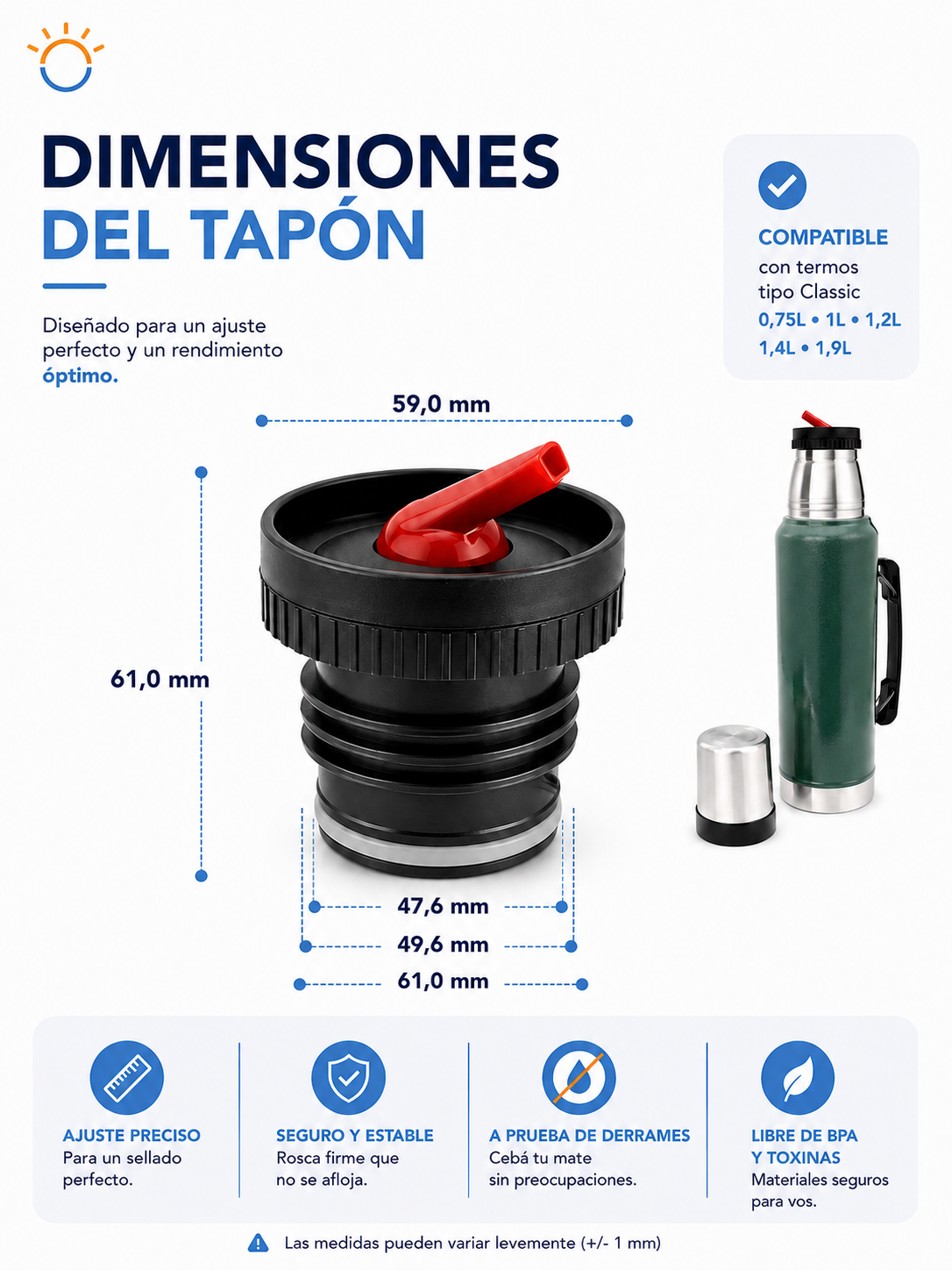 Tapon para termos Stanley Classic con Pico cebador (negro/rojo) Lid-Er