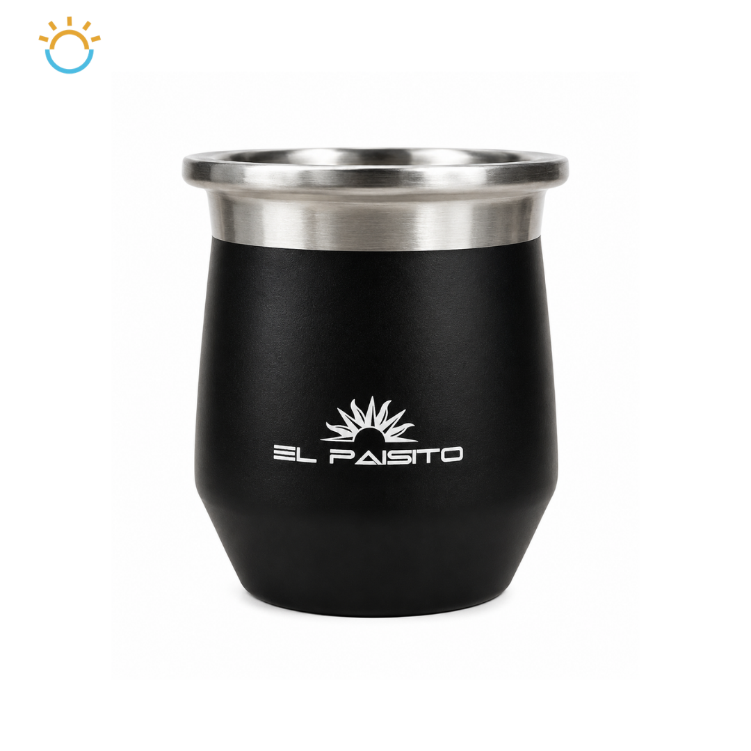 Mate Acero inoxidable estilo Camionero El Paisito 270ml (Negro)