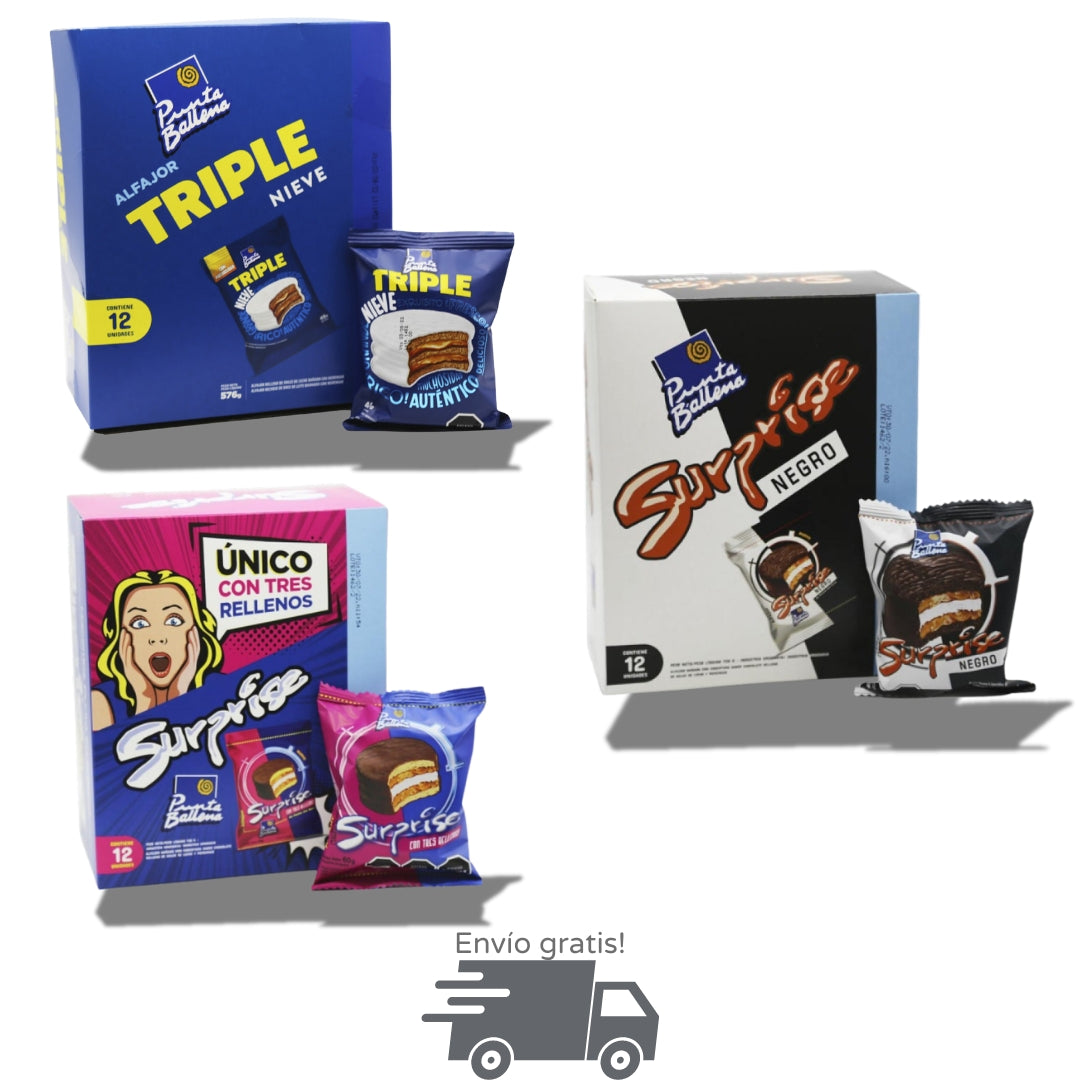 Pack delicioso (Surprise tradicional, negro y Triple Nieve)