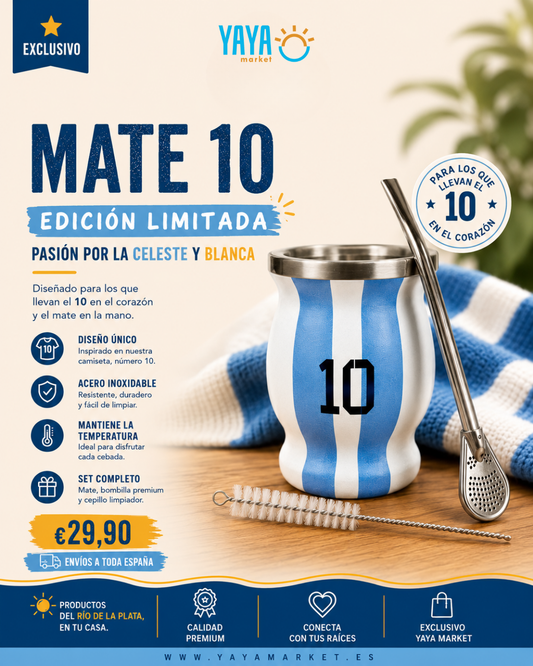 Kit Mate Argentina (Mate aluminio, bombilla, limpiador)