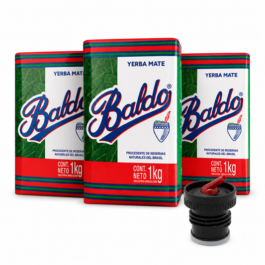 Yerba Mate Baldo 3KG + tapón pico rojo para Termos Stanley