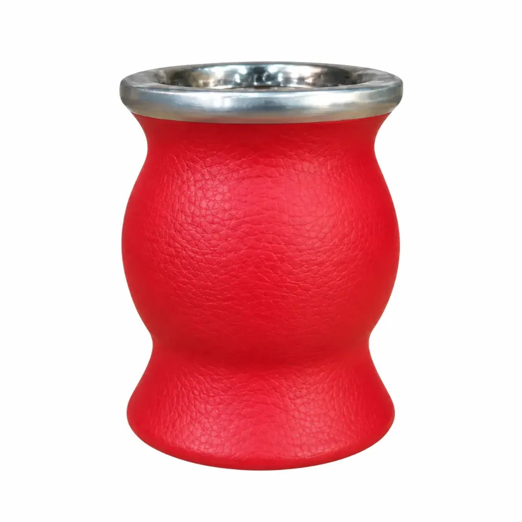 Ceramica COPA ROJO forrado en cuero 200 ml - Mate