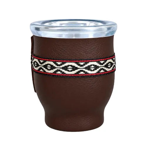 Vaso de cristal forrado MARRON 150ml - Mate