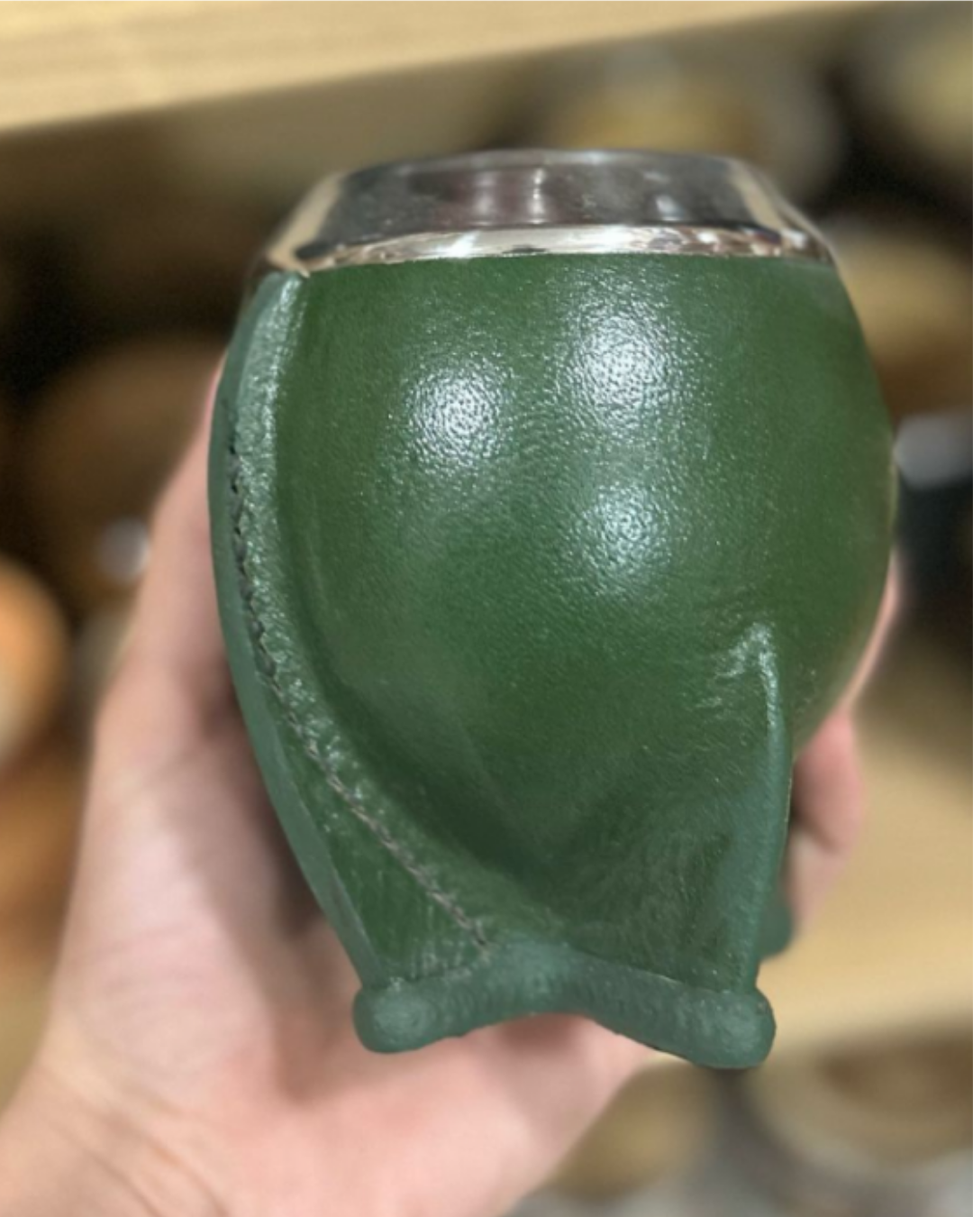 Mate Torpedo forrado en cuero (Verde)