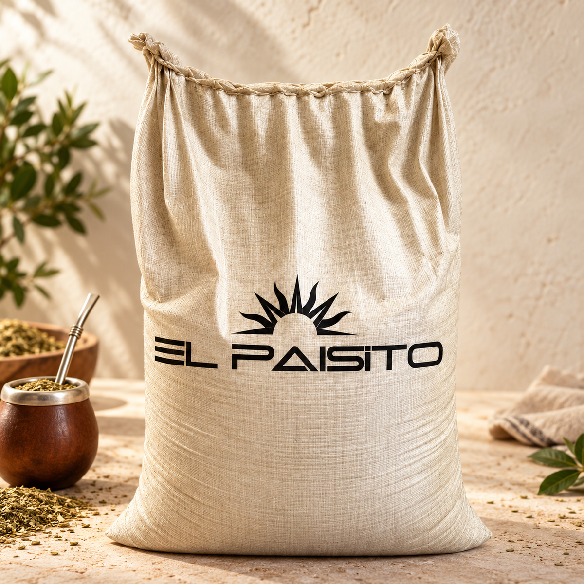 Yerba mate El Paisito Argentina con palo - Saco de 25 kg — imagen de catálogo