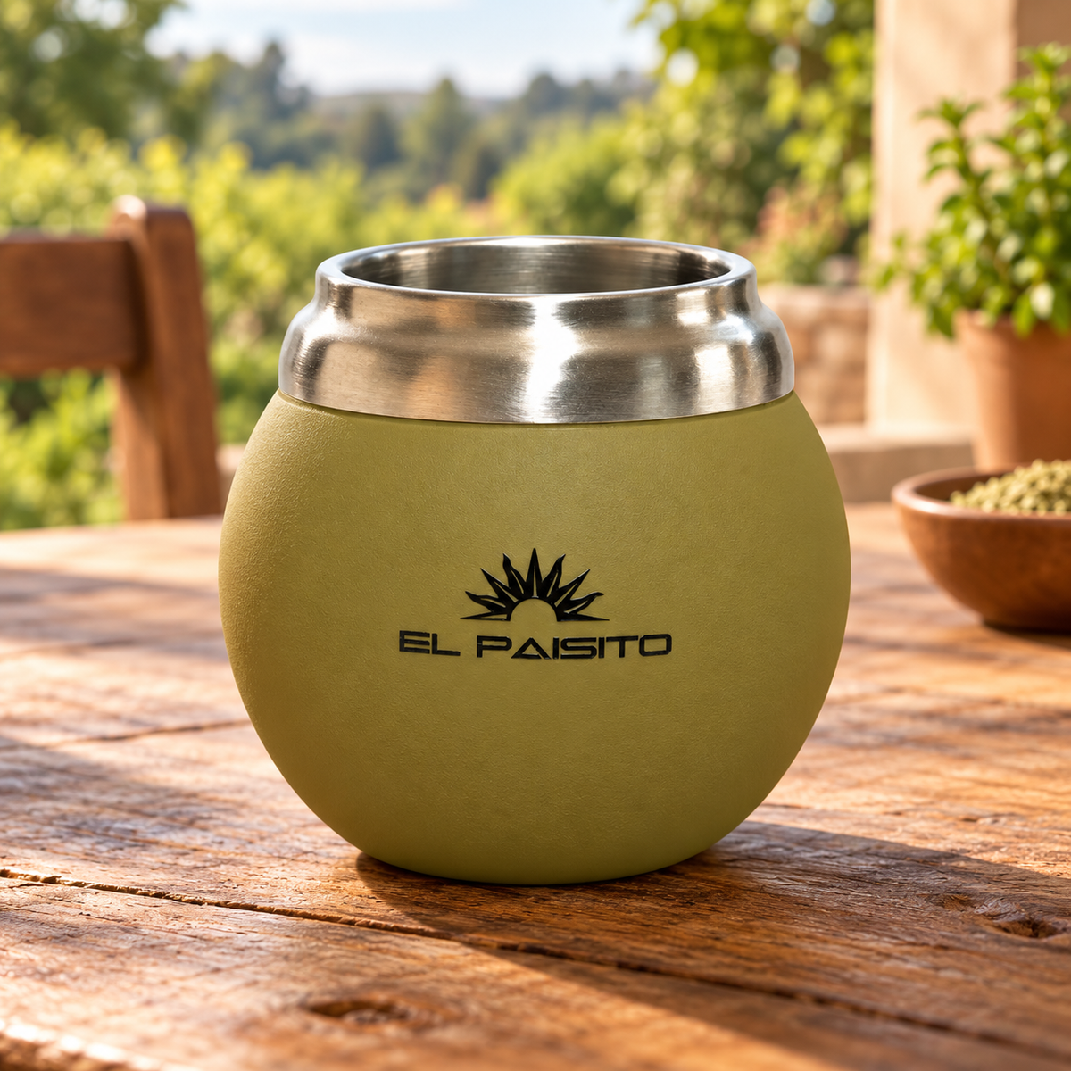 BOLA EL PAISITO acero inoxidable y goma CAQUI 150ml - Mate — imagen de catálogo