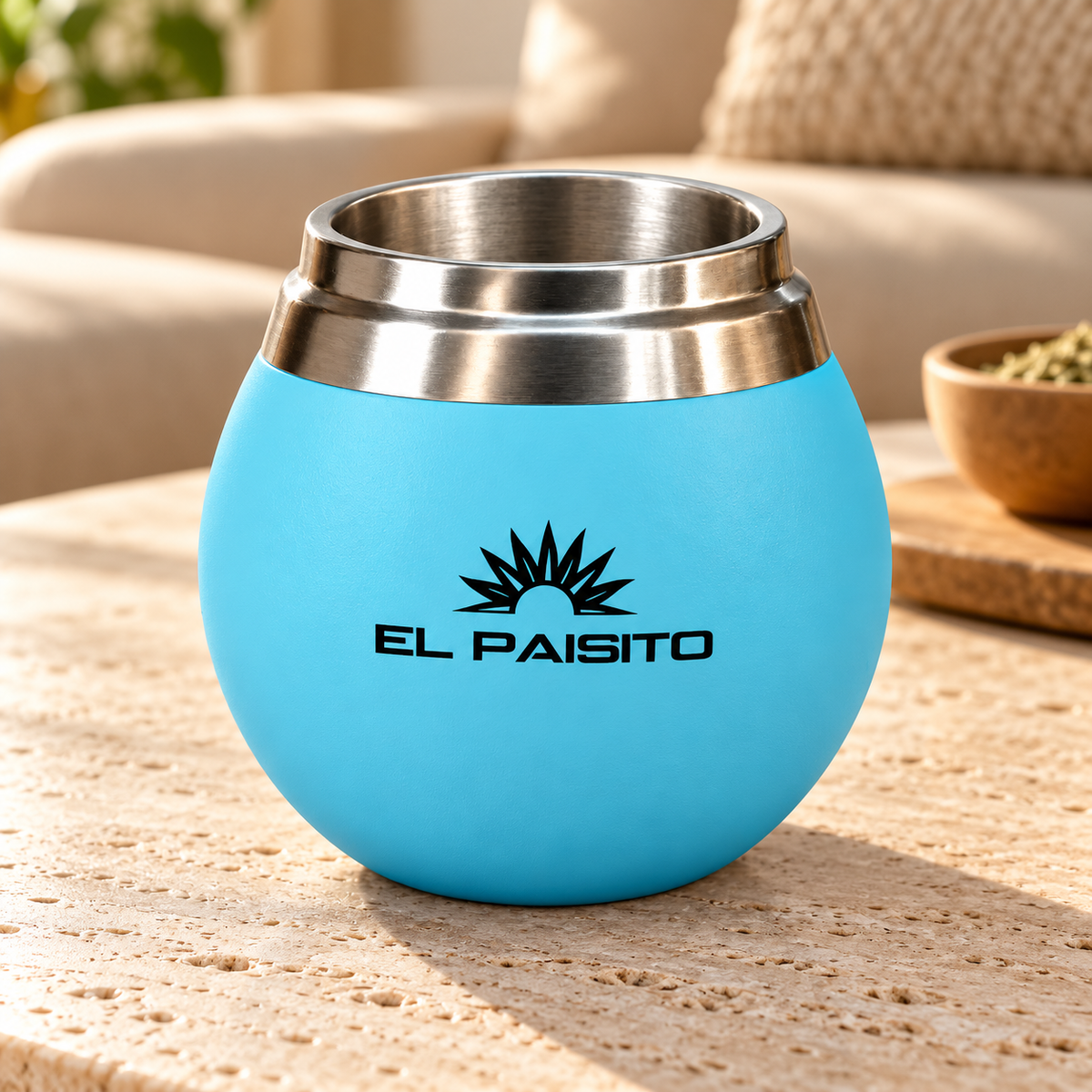 BOLA EL PAISITO acero inoxidable y goma CELESTE 150ml - Mate — imagen de catálogo