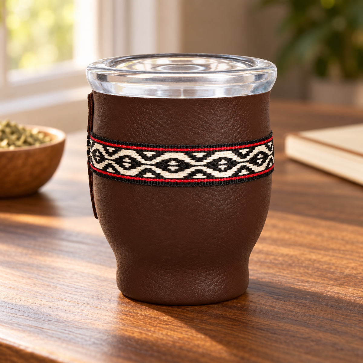 Vaso de cristal forrado MARRON 150ml - Mate — imagen de catálogo