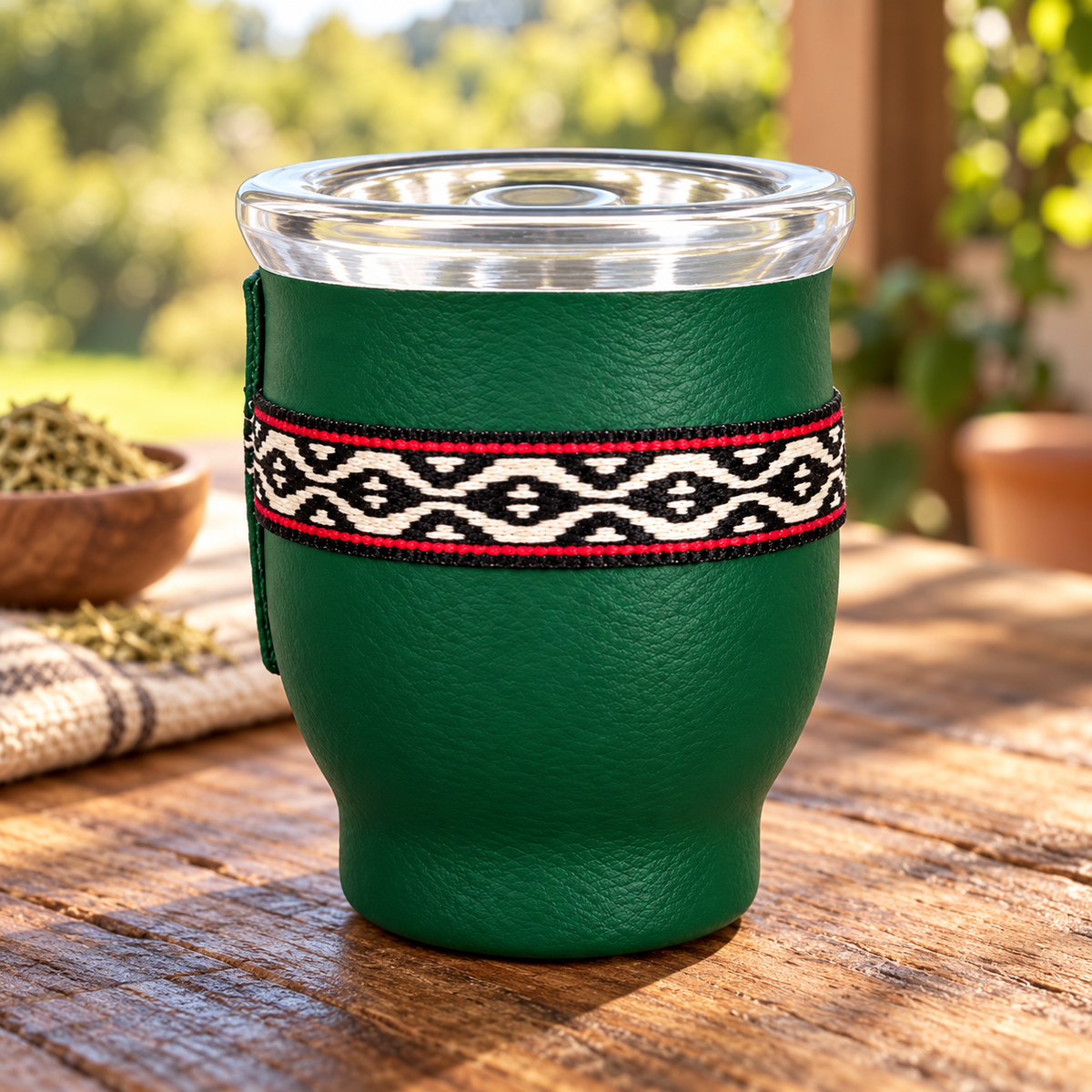 Vaso de cristal forrado VERDE 150ml - Mate — imagen de catálogo